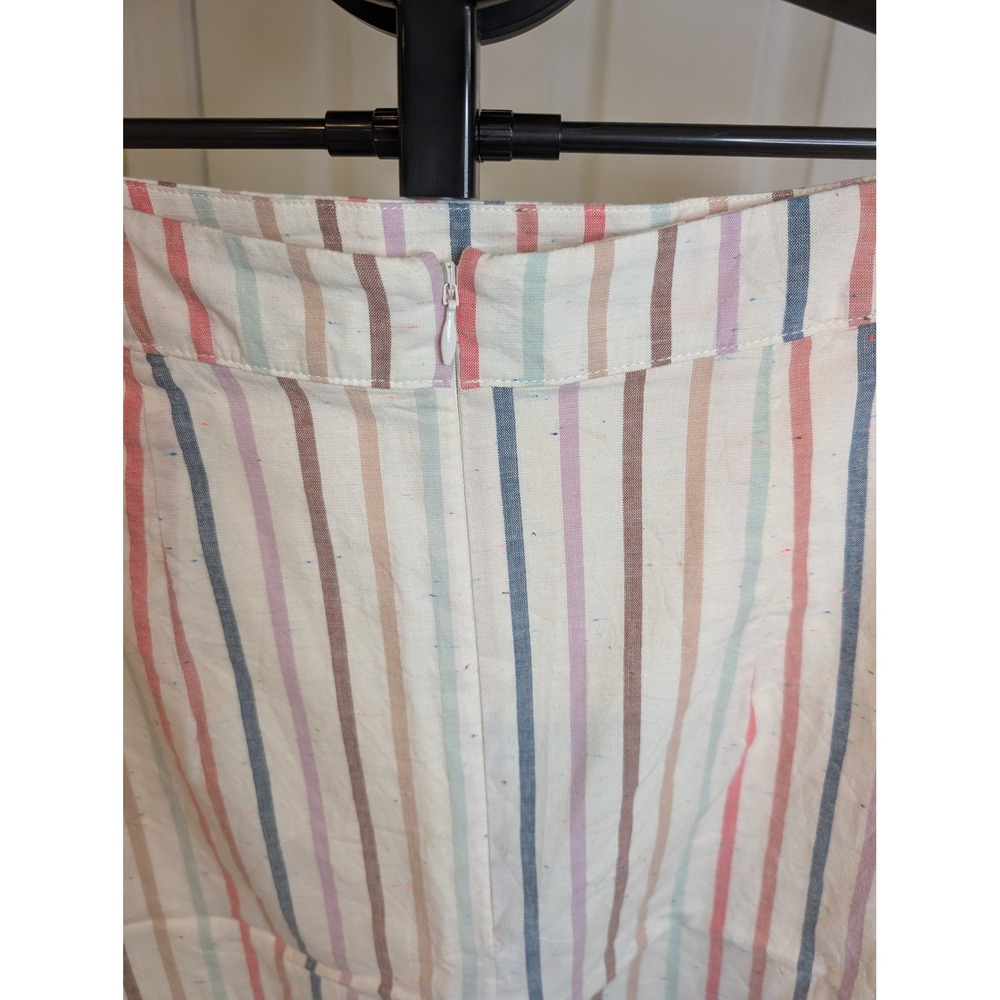 Madewell Button Slit Striped Midi Skirt Rainbow Flecked Cotton Lined - Size 8 - Picture 4 of 7